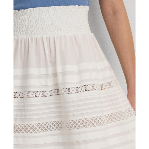 폴로 랄프로렌 Womens Lace-Trim A-Line Miniskirt