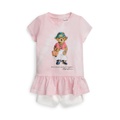 Baby Girls Tie-Dye Polo Bear T-shirt and Chino Shorts Set