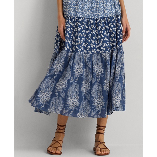 폴로 랄프로렌 Womens Patchwork Floral A-Line Skirt