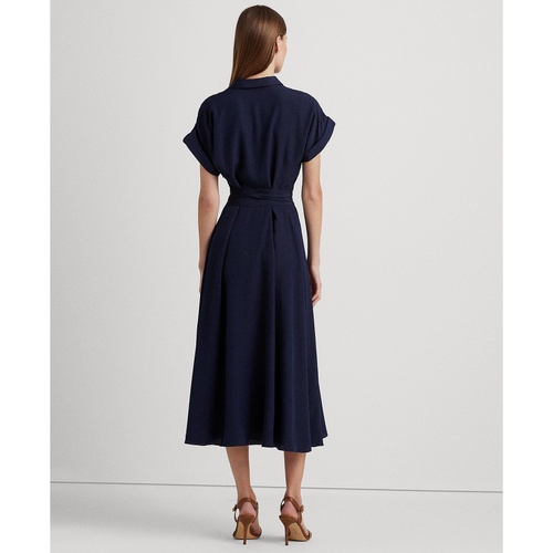 폴로 랄프로렌 Womens Self-Belt Roll-Tab Sleeve Surplice Crepe Dress