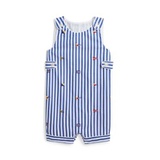 Baby Boys Flag-Embroidered Striped Cotton Overall