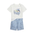 Baby Boys Jersey Graphic Tee and Chambray Short Set
