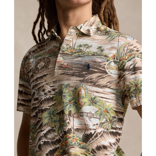 폴로 랄프로렌 Mens Classic-Fit Beach-Print Mesh Polo Shirt
