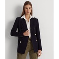 Petite Womens Double-Breasted Wool Crepe Blazer