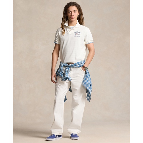 폴로 랄프로렌 Mens Classic-Fit Nautical-Print Cotton Mesh Polo Shirt