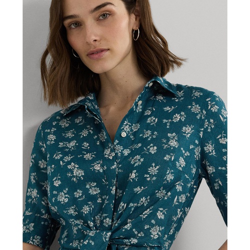 폴로 랄프로렌 Womens Linen Floral Shirtdress Regular & Petite