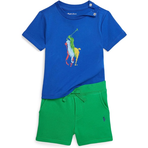 폴로 랄프로렌 Polo Ralph Lauren Kids Big Pony Cotton Tee & Fleece Shorts Set (Infant)