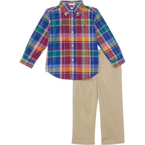 폴로 랄프로렌 Polo Ralph Lauren Kids Plaid Cotton Shirt & Chino Pants Set (Infant)