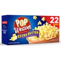 Pop Weaver Microwave Popcorn, Extra Butter, 2.25oz Bag, 22 Bags per Box