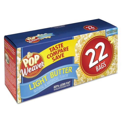  Pop Weaver Microwave Popcorn, Extra Butter, 2.25oz Bag, 22 Bags per Box