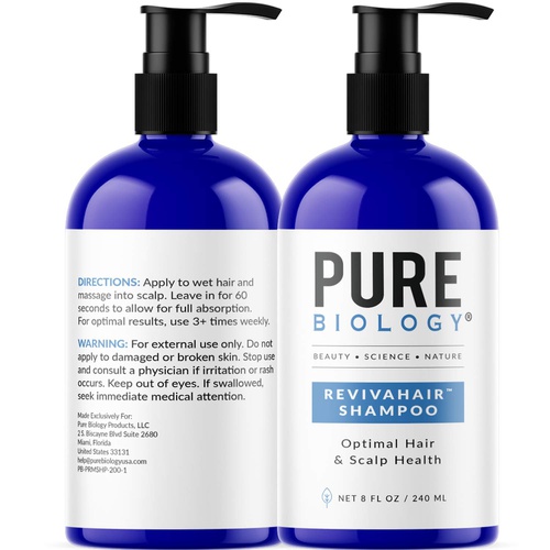  Pure Biology Premium Revivahair Shampoo with Biotin for Hair Growth & Clinically Proven Procapil  DHT Blocker Thickening Shampoo for Thinning Hair and Hair Loss, Volumizing Shampo