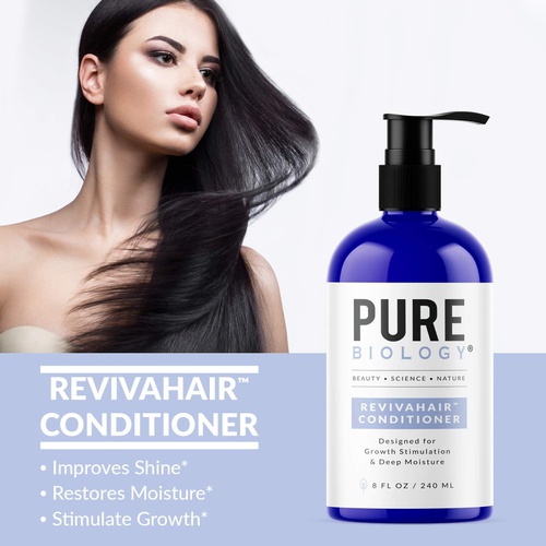  Pure Biology Premium Hair Growth Conditioner with Biotin, Keratin, Argan Oil & Anti Hair Loss Complex Helps Deep Treatment of Damaged, Dry & Colored Hair for Men & Women, Sulfate Free, 8oz