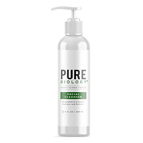  Pure Biology Facial Cleanser with Hyaluronic Acid, Gentle Anti Aging Face Wash Helps Minimize Pores, Calm Acne, Smooth Wrinkles & Brighten Complexion, Mens Face Wash for Women & Al