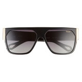 Quay Australia x Saweetie Go Off 146mm Flat Top Polarized Shield Sunglasses_BLACK / SMOKE TAUPE Polarized