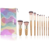 Queen Scepter 10 Pcs Makeup Brush Set Professional Bamboo Handle Make up Brush Foundation Powder Eyebrow Eyeshadow Eyebrow Concealer Lip Brushes Kits Cosmetic Tools With Colorful Artificial Leat