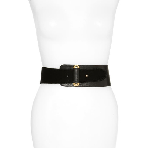  Raina Vixen Asymmetrical Velvet & Leather Belt_Black