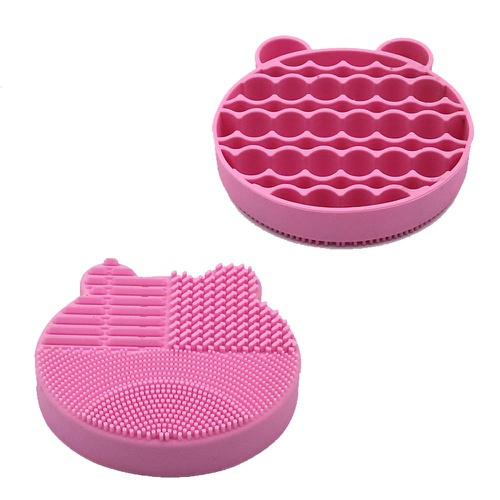  RANCAI Makeup Brush Cleaning Mat for Washing Brush Silicone Srubber Pad for Drying Rack Cosmetic Clean Tools, 1 Pack (pink)