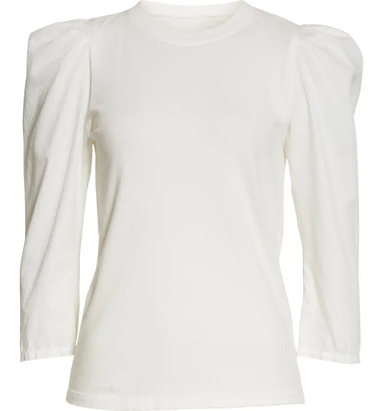  Raquel Allegra Puff Sleeve Cotton T-Shirt_WHITE