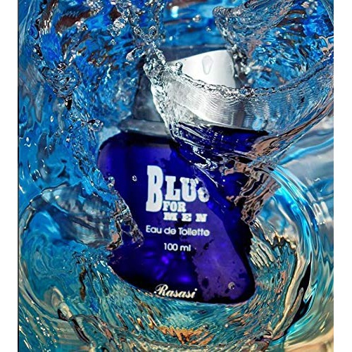 Blue for Men EDT - Eau De Toilette 100ML (3.4 oz) | Aquatic Pour Homme Spray | Unique Refreshing Mint and Citrus Notes with warm Woody notes | Attractive Bottle | by RASASI Perfume
