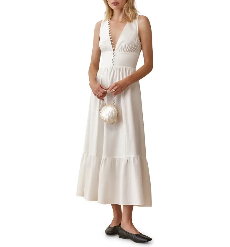 Reformation Jove Sleeveless Stretch Organic Cotton Maxi Dress_WHITE