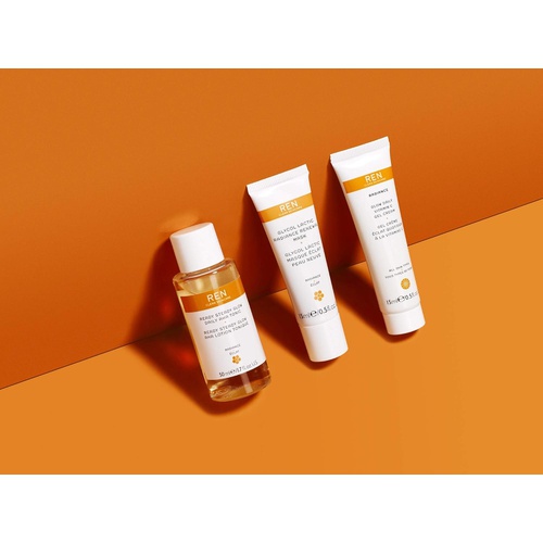  REN Clean Skincare Glow on the Go Travel 3-Piece Kit ($40 Value) Includes Travel-Size Ready Steady Glow Tonic, Glow Daily Vitamin C Gel Cream & Glycol Lactic Radiance Renewal Mask