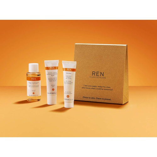  REN Clean Skincare Glow on the Go Travel 3-Piece Kit ($40 Value) Includes Travel-Size Ready Steady Glow Tonic, Glow Daily Vitamin C Gel Cream & Glycol Lactic Radiance Renewal Mask