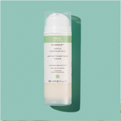  REN Clean Skincare - Evercalm Gentle Cleansing Milk - Natural, Gentle Cleanser for Sensitive Skin - Makeup Melting Cleanser for Face and Neck, 5.1 Fl Oz