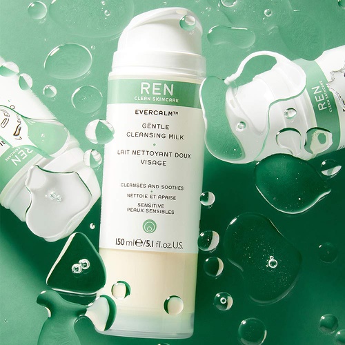  REN Clean Skincare - Evercalm Gentle Cleansing Milk - Natural, Gentle Cleanser for Sensitive Skin - Makeup Melting Cleanser for Face and Neck, 5.1 Fl Oz