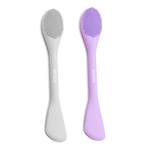  REVEX Silicone Face Mask Brush Applicator，2 Packs Double-Ended Facial Mask Brush for Mud, Clay, Charcoal Mixed Mask，Soft Makeup Beauty Brush Tools for Apply Cream, Lotion (PurPle+G