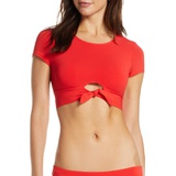 Robin Piccone Ava Knot Front Tee Bikini Top_FIERY RED