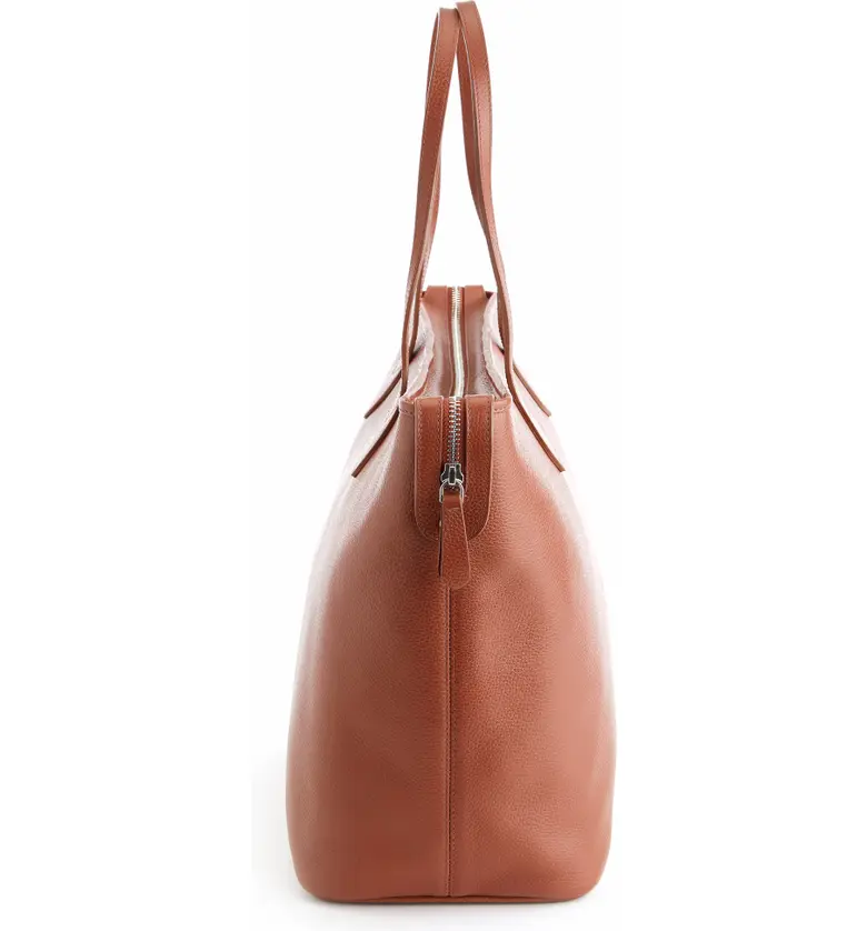  ROYCE New York Leather Tote with Wristlet_TAN