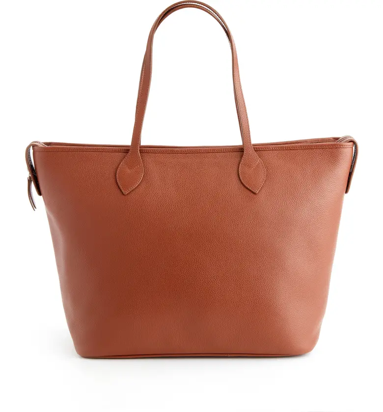  ROYCE New York Leather Tote with Wristlet_TAN