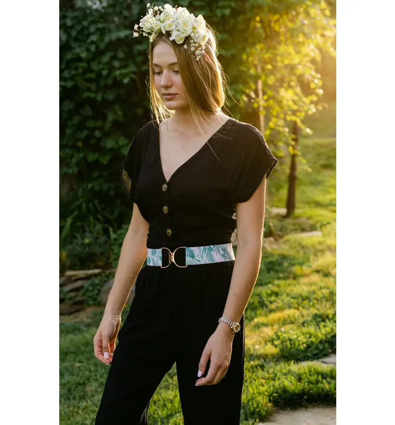  RUESPARI Palms Oversize Clasp Stretch Belt_PALMS