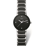 Rado Womens 31.1 mm x 28 mm Swiss Quartz Watch with Stainless Steel with Ceramic Inserts Strap, Two-Tone (Black and Silver-ton, 18 (Model: R30935712)