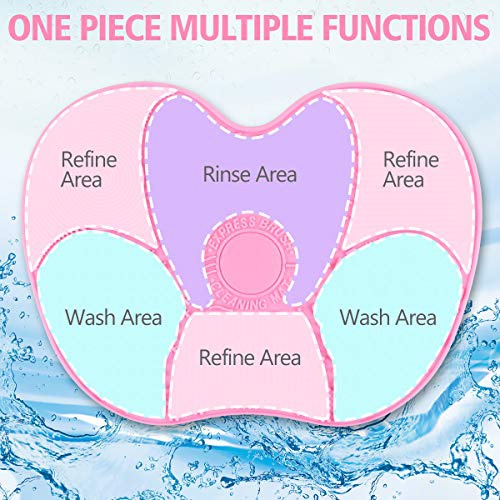  Ranphykx Silicon Makeup Brush Cleaning Mat Makeup Brush Cleaner Pad Cosmetic Brush Cleaning Mat Portable Washing Tool Scrubber with Suction Cup