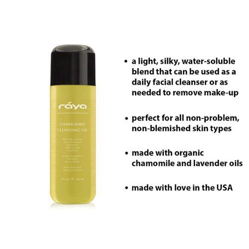  RAYA Chamomile Facial Cleansing Oil (154) | Natural and Organic, Water-Soluble Oil Cleanser and Water-Proof Make-Up Remover For All Skin | Made With Chamomile and Lavender Oils