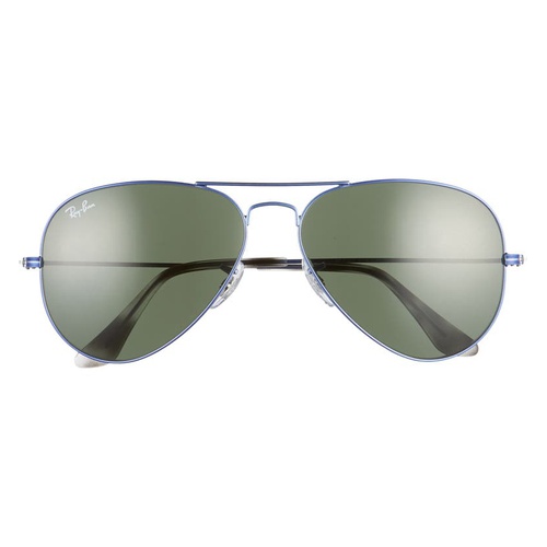 레이벤 Ray-Ban Standard Original 58mm Aviator Sunglasses_TRANSPARENT BLUE/ GREEN SOLID