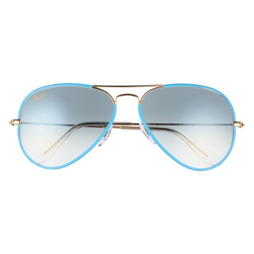 레이벤 Ray-Ban Aviator 58mm Sunglasses_LGT BLUE GOLD/ CLEAR GRAD BLUE