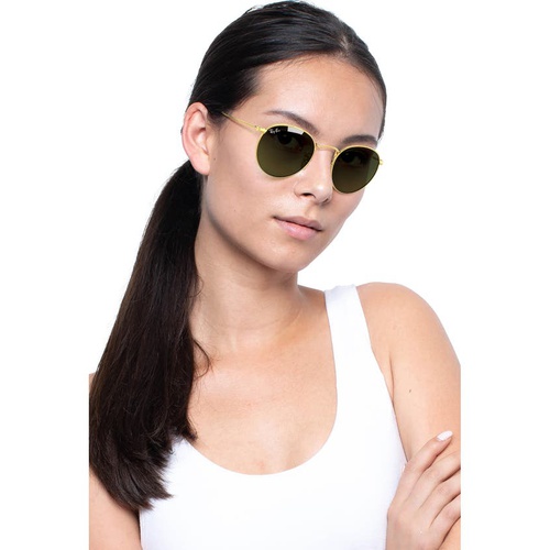 레이벤 Ray-Ban Icons 50mm Round Metal Sunglasses_GOLD/ GREEN