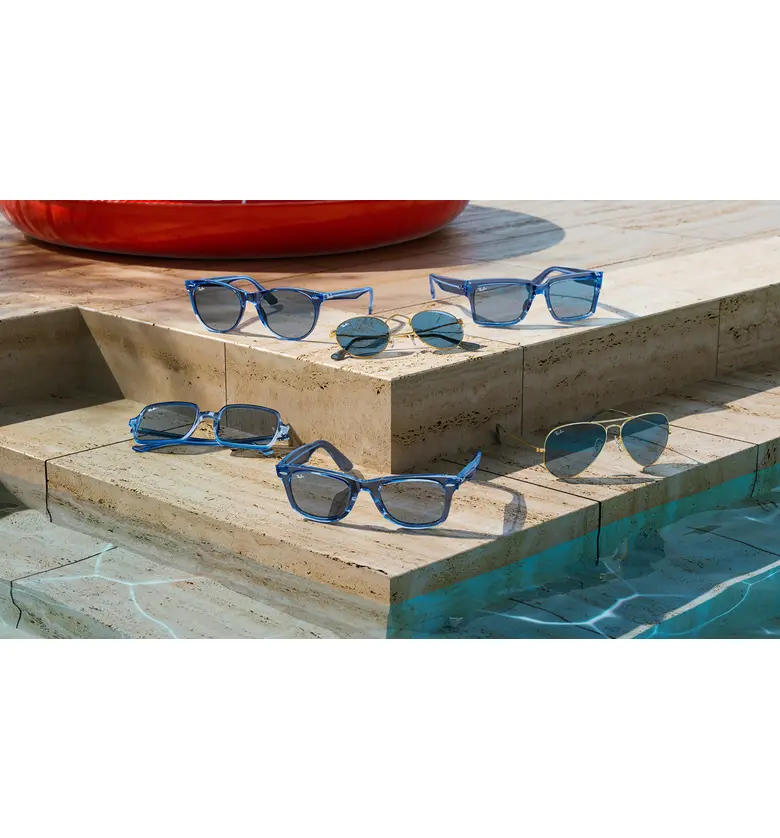 레이벤 Ray-Ban Icons 50mm Round Metal Sunglasses_ARISTA/ BLUE