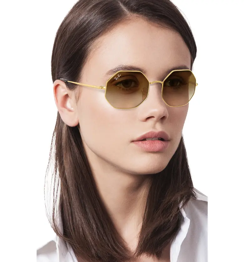 레이벤 Ray-Ban 1972 54mm Gradient Octagon Sunglasses_GOLD/ Gradient BROWN