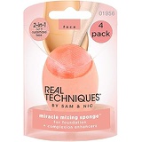 Real Techniques Miracle Mixing Makeup Sponge Blender, Vegan Beauty Tools With Silicone Applicator for Flawless Finish, Set of 4