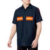 Red Kap Mens Enhanced Visibility Industrial Short Sleeve Work Shirt
