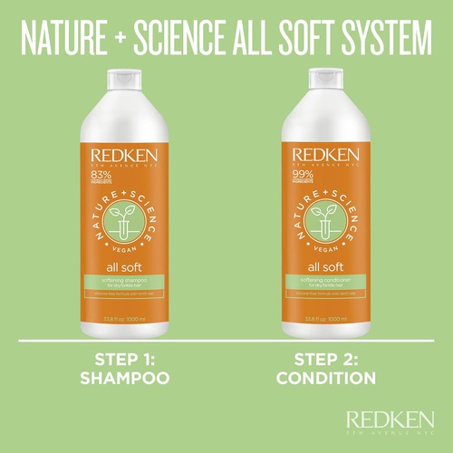  Redken Nature + Science All Soft Shampoo | For Dry Hair | Adds Moisture For Healthy Looking Hair | With Birch Sap | Vegan