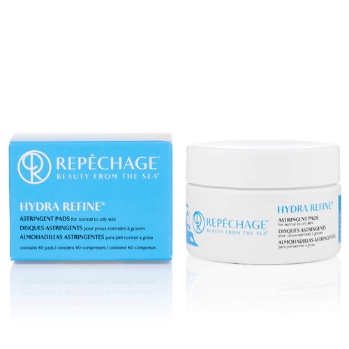  Repechage Hydra Refine Astringent Pads for Normal to Oily Skin - Pre Moistened Face Toner Deep Cleansing Cotton Pads for Smoother Younger Looking Skin - Contains 60 Pads