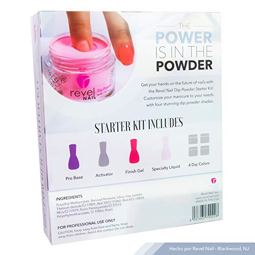  Revel Nail Dip Powder 4-Color Starter Kit | for Manicures | Nail Polish Alternative | Non-Toxic & Odor-Free | Crack & Chip Resistant | Can Last Up to 8 Weeks | Pretty in Pink