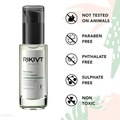  Rikivt Face Serum, PLAIN Cicaful Ampoule with Natural Ingredients, Soothe Sensitive and Irritated Skin 1.01 fl oz