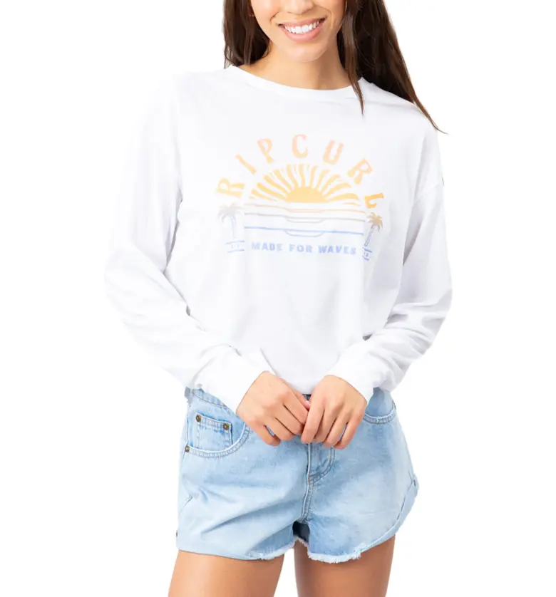 Rip Curl Sunset Sessions Long Sleeve Crop T-Shirt_WHITE