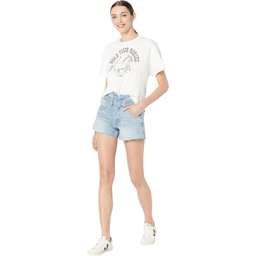  Rock and Roll Cowgirl High-Rise Belted Shorts in Light Wash RRWD68RZTL