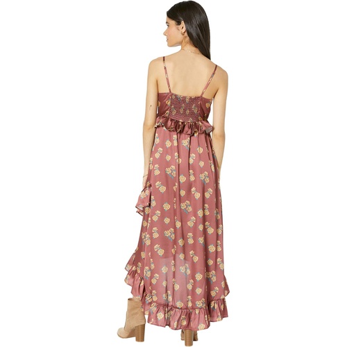  Rock and Roll Cowgirl Satin Floral Flounce Strap Dress D5-3026